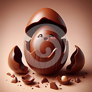 3D cartoon opened chocolate easter egg