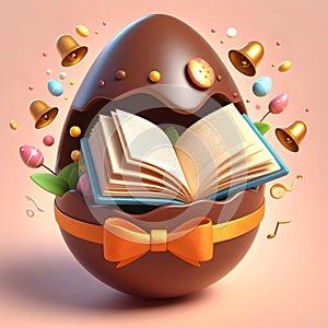 3D cartoon opened chocolate easter egg