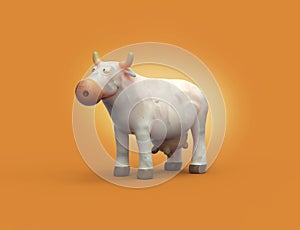 3D cartoon plasticine white cow character
