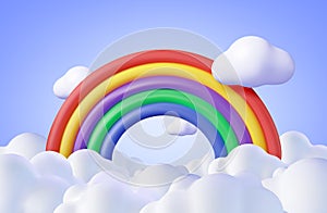 3d Cartoon Rainbow with Clouds