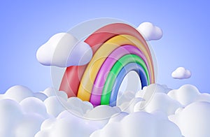 3d Cartoon Rainbow with Clouds