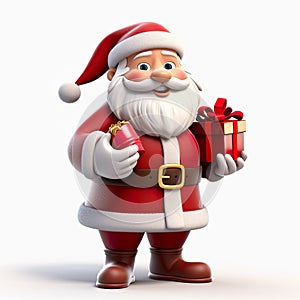 3D cartoon render brings the beloved Santa Claus to life with his iconic red suit