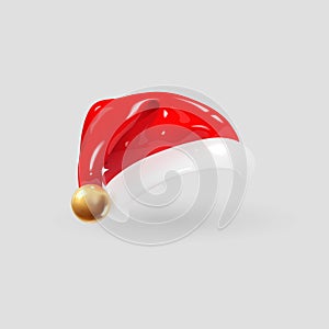 3D Cartoon Santa Claus Red Hat. Vector Realistic Illustration