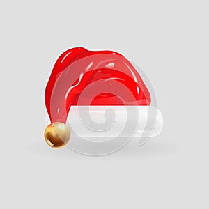 3D Cartoon Santa Claus Red Hat. Vector Realistic Illustration