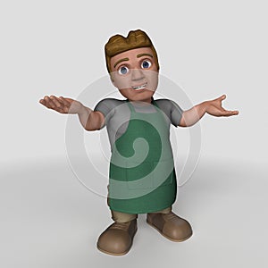 3D Cartoon Shop Keeper Character