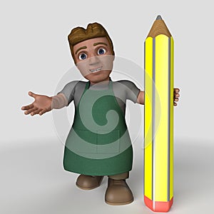 3D Cartoon Shop Keeper Character