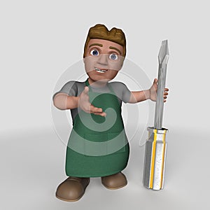 3D Cartoon Shop Keeper Character