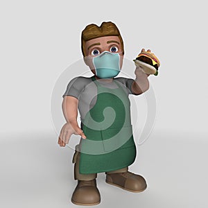 3D Cartoon Shop Keeper Character