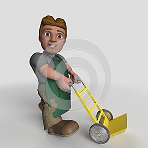 3D Cartoon Shop Keeper Character