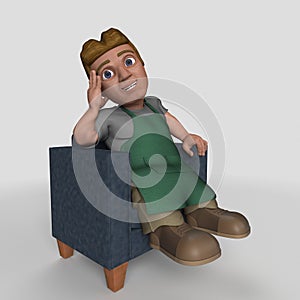 3D Cartoon Shop Keeper Character