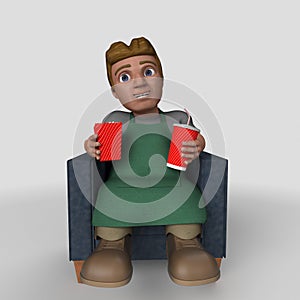 3D Cartoon Shop Keeper Character