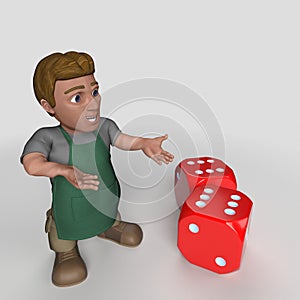 3D Cartoon Shop Keeper Character