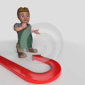 3D Cartoon Shop Keeper Character