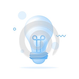 3d cartoon style minimal blue light bulb icon. Idea, solution, business, strategy concept