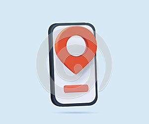 3d cartoon style minimal city map navigation smartphone icon. mobile app interface, geolocation, concept. Map GPS.