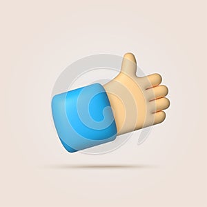 3d cartoon thumb up hand gesture. Vector