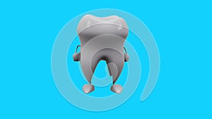 3D cartoon tooth with thumbs up and down (with alpha channel included