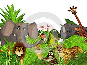 3d cartoon wild jungle animals