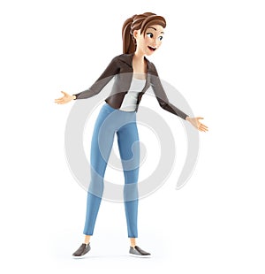 3d cartoon woman surprise pose