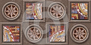 3D carving type vintage look Digital wall tiles design.