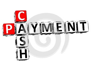 3D Cash Payment Crossword on white background