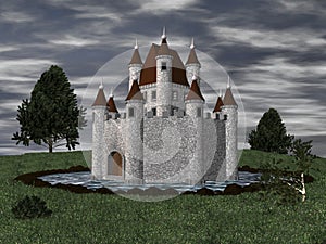 3D Castle with moat