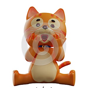 3D Cat Cartoon Design with a shocking expression