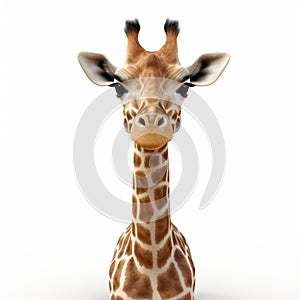 3d Cel Shaded Giraffe In Full Body Pose On White Background