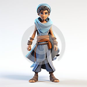 3d Cel-shaded Jinn Character Model On White Background