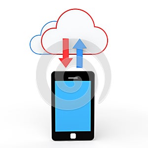 3d cell phone and cloud storage concept