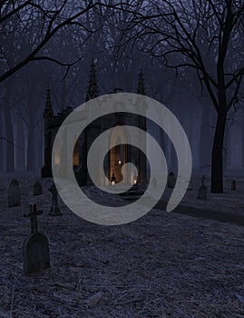 3D CG Graveyard Scene