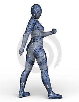 3D CG rendering of cyborg woman