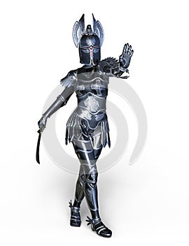 3D CG rendering of female swordman