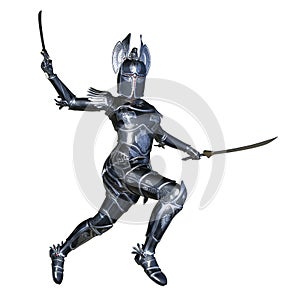 3D CG rendering of female swordman