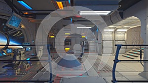 3D CG rendering of Inside the spaceship