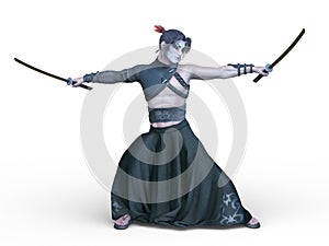 3D CG rendering of Kabuki acter