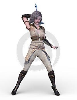 3D CG rendering of warrior woman