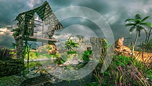 3D CG Ruins in nature background