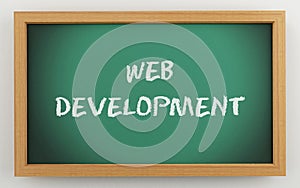 3d chalkboard with Web development text