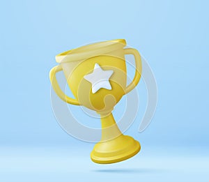 3d Champion trophy, gold cup.