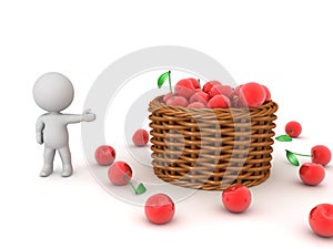 3D Characte showing cherry basket