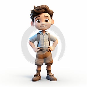 3d Character Animation: Kiddo Adventurer In Short Pants And Hat