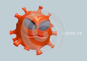 3D Character Coronavirus., Virus isolated on clear background. , danger symbol vector illustration