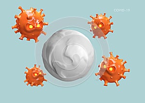 3D Character Coronavirus., Virus isolated on clear background. , danger symbol vector illustration