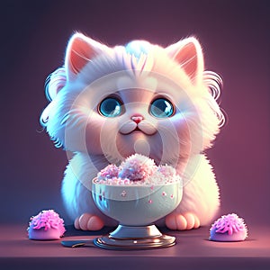 3d character Fluffy cats