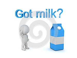 3D Character with got milk text and milk carton