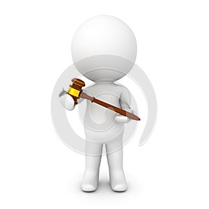 3D Character holding gavel in his hands