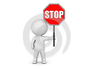 3D Character Holding Stop Sign