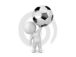 3D Character holding up a giant soccer football