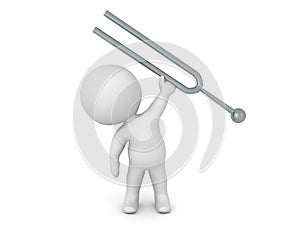 3D Character holding up a tunning fork